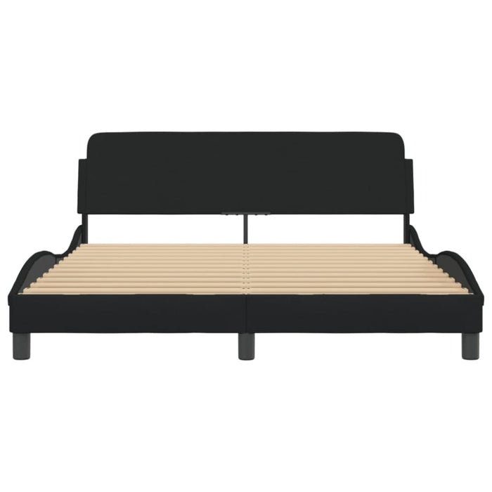 Queen Size Bed Frame with Headboard Black 152x203 Cm Fabric