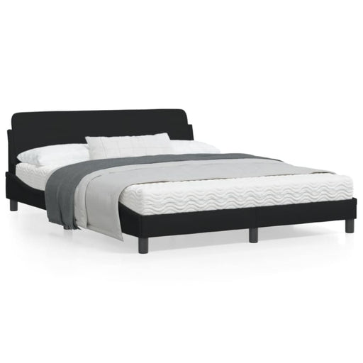Queen Size Bed Frame with Headboard Black 152x203 Cm Fabric