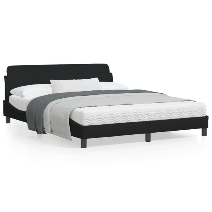 Queen Size Bed Frame with Headboard Black 152x203 Cm Fabric