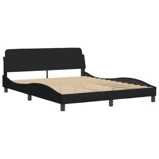 Queen Size Bed Frame with Headboard Black 152x203 Cm Fabric