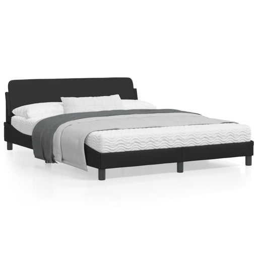 Queen Size Bed Frame with Headboard Black 152x203 Cm Faux