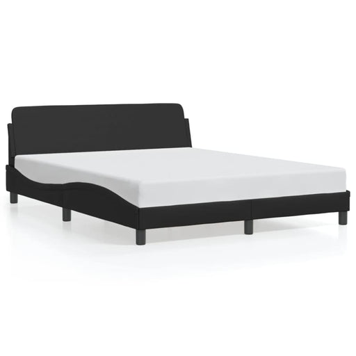 Queen Size Bed Frame With Headboard Black 152x203 Cm Faux