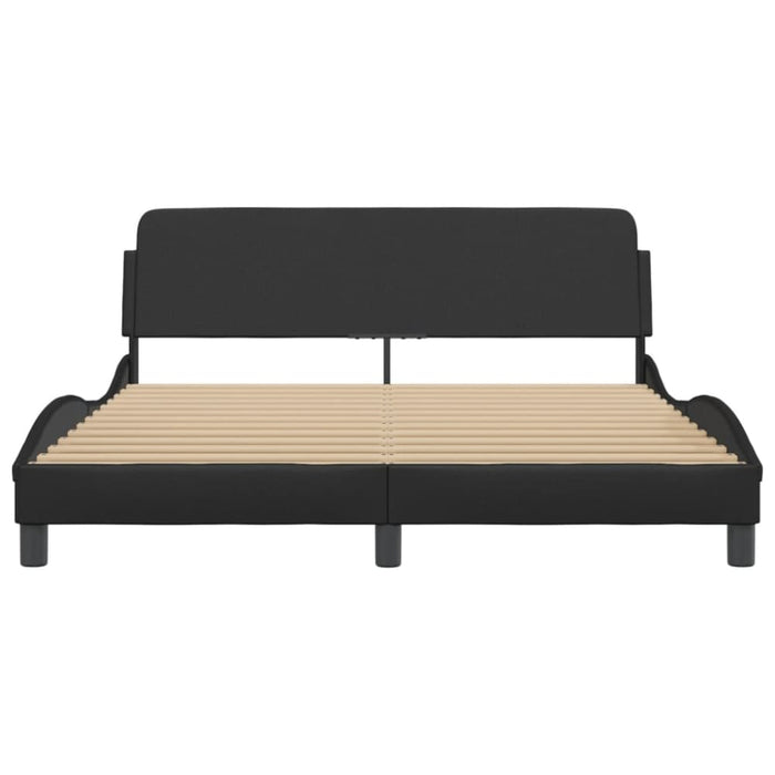 Queen Size Bed Frame With Headboard Black 152x203 Cm Faux