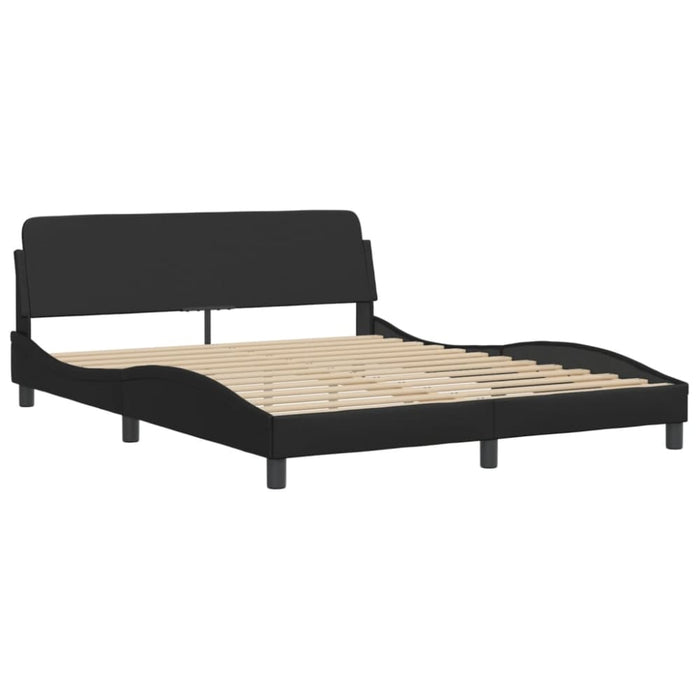 Queen Size Bed Frame With Headboard Black 152x203 Cm Faux