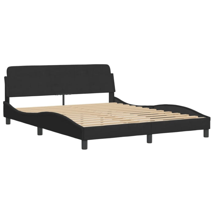 Queen Size Bed Frame With Headboard Black 152x203 Cm Velvet
