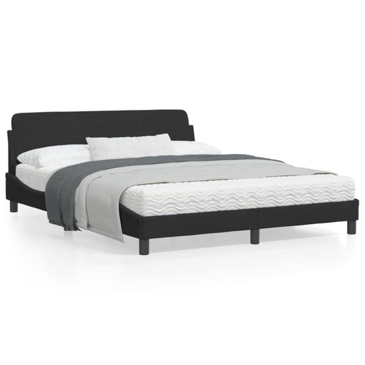 Queen Size Bed Frame With Headboard Black 152x203 Cm Velvet