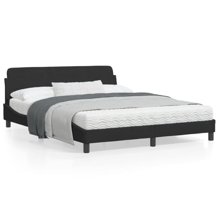 Queen Size Bed Frame With Headboard Black 152x203 Cm Velvet