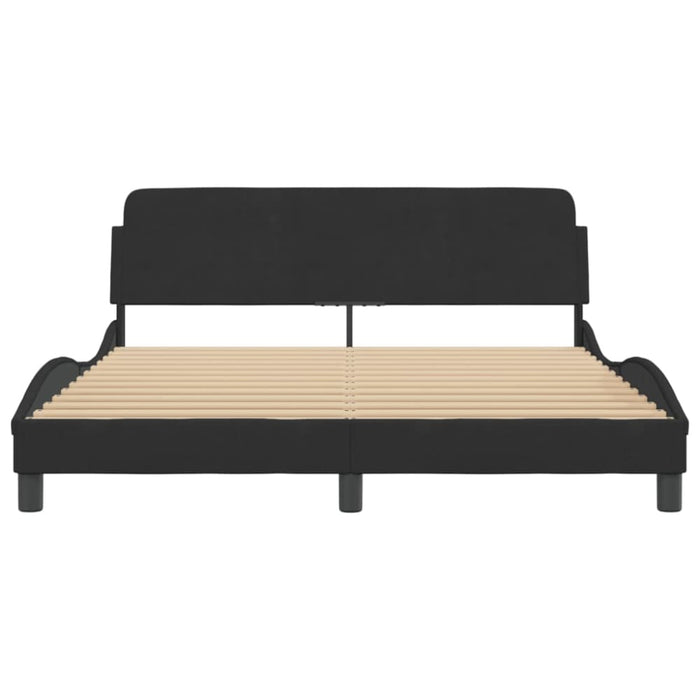 Queen Size Bed Frame With Headboard Black 152x203 Cm Velvet