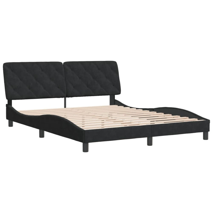 Queen Size Bed Frame With Headboard Black 152x203 Cm Velvet