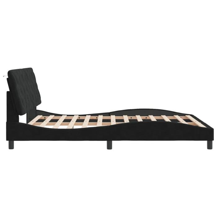 Queen Size Bed Frame With Headboard Black 152x203 Cm Velvet