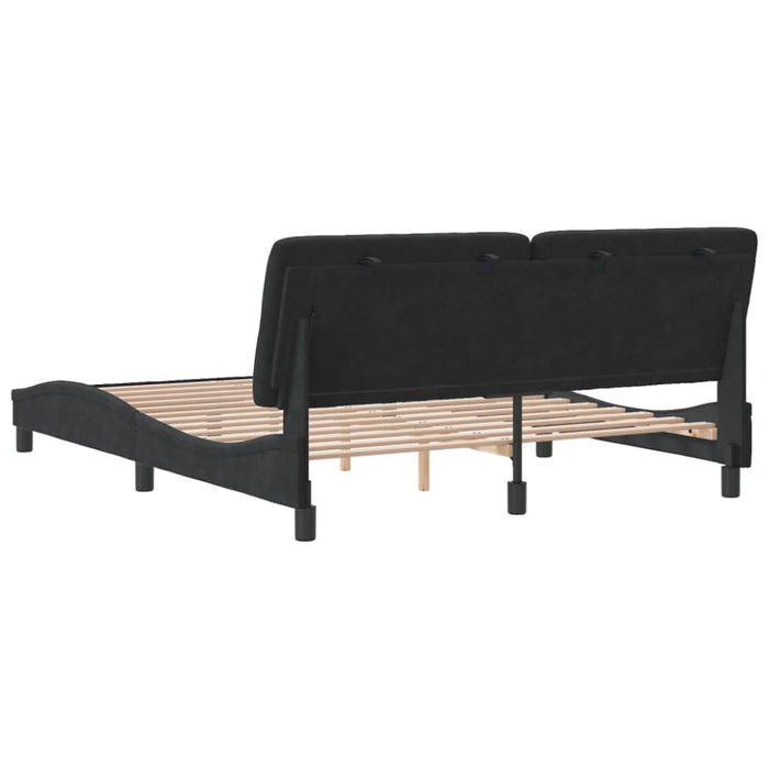 Queen Size Bed Frame With Headboard Black 152x203 Cm Velvet