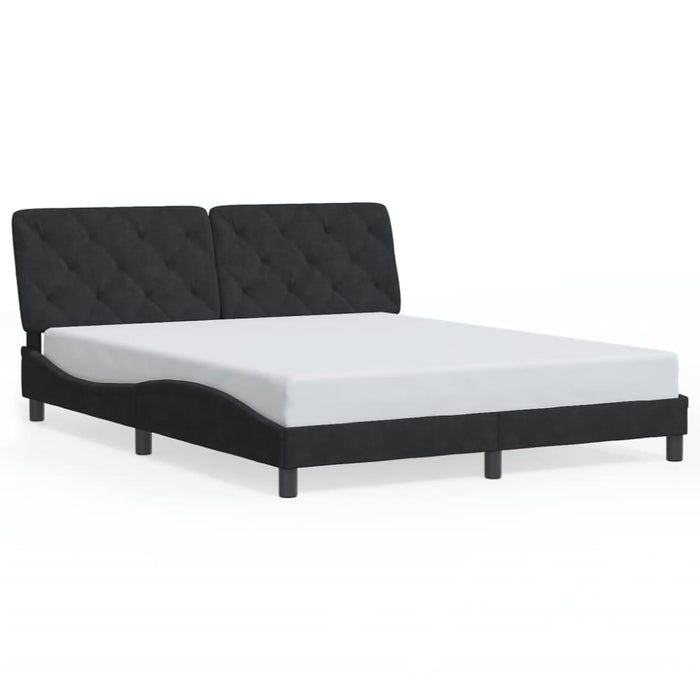Queen Size Bed Frame With Headboard Black 152x203 Cm Velvet
