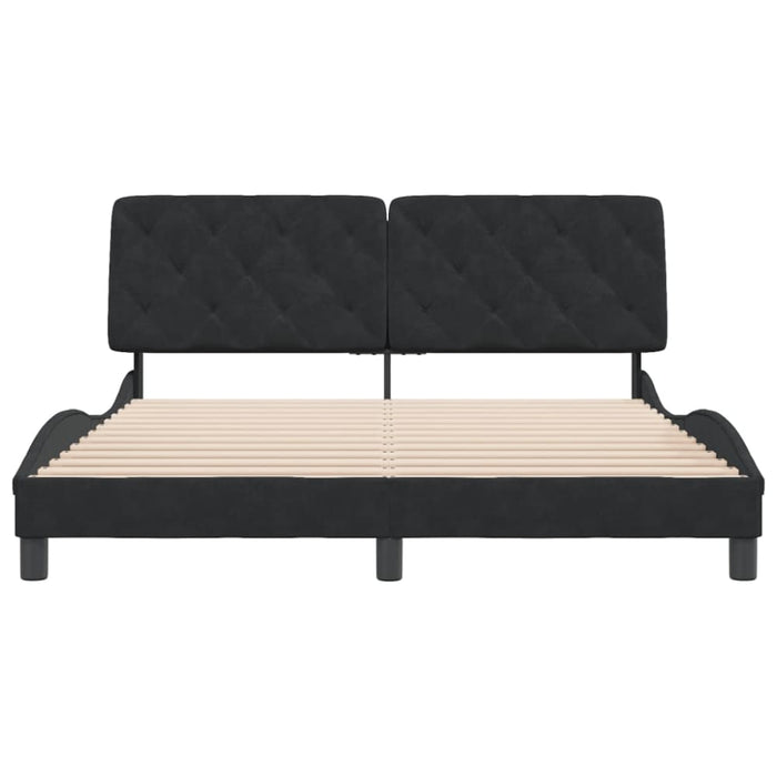 Queen Size Bed Frame With Headboard Black 152x203 Cm Velvet