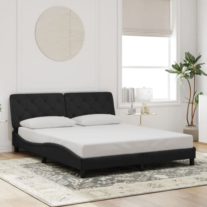 Queen Size Bed Frame With Headboard Black 152x203 Cm Velvet