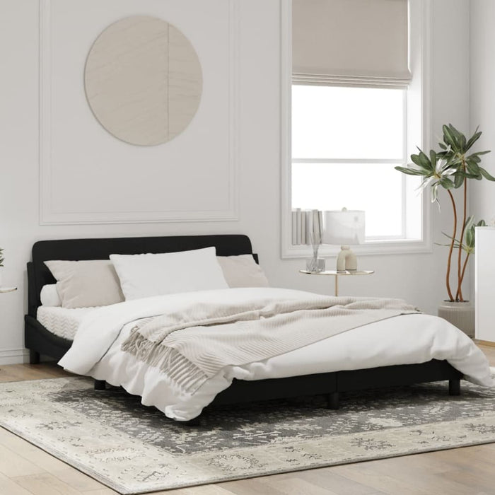 Queen Size Bed Frame With Headboard Black 152x203 Cm Velvet