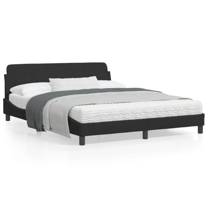 Queen Size Bed Frame With Headboard Black 152x203 Cm Velvet