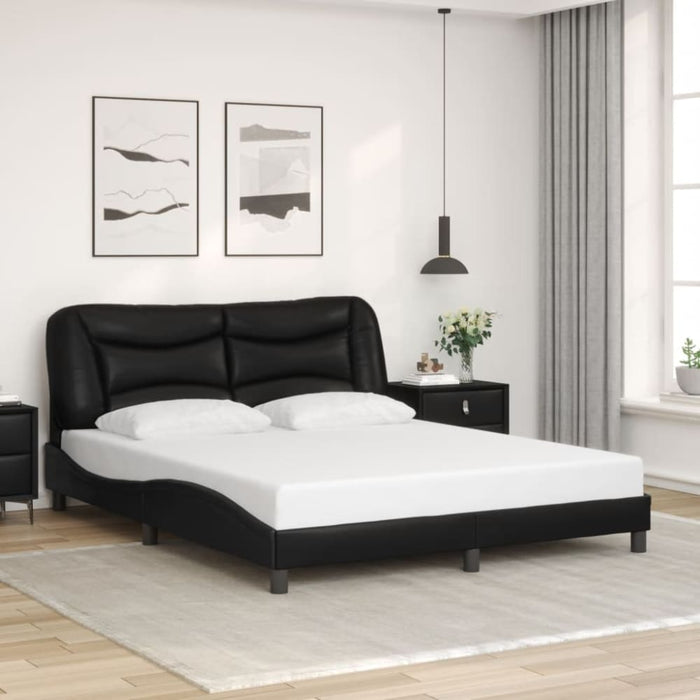 Queen Size Bed Frame With Headboard Black 153x203 Cm Faux
