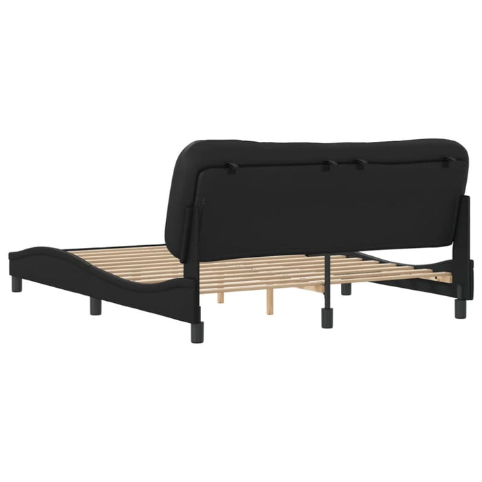 Queen Size Bed Frame With Headboard Black 153x203 Cm Faux