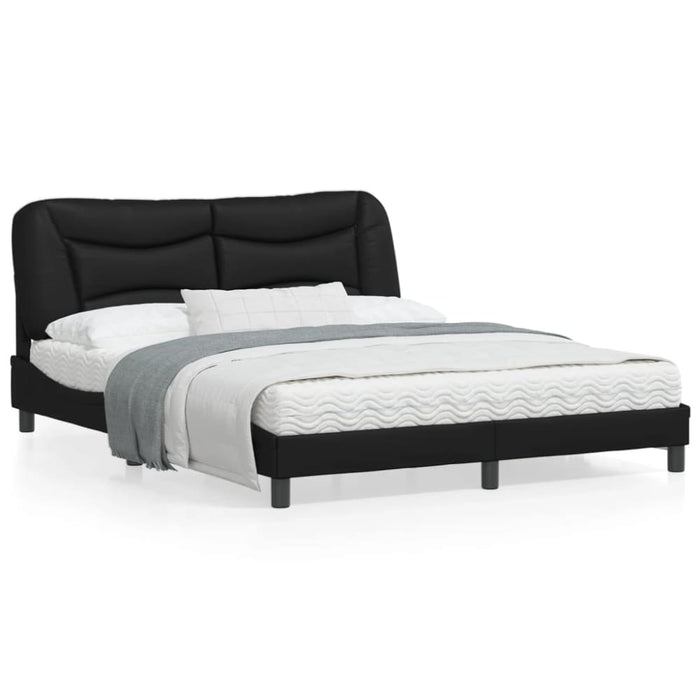 Queen Size Bed Frame With Headboard Black 153x203 Cm Faux