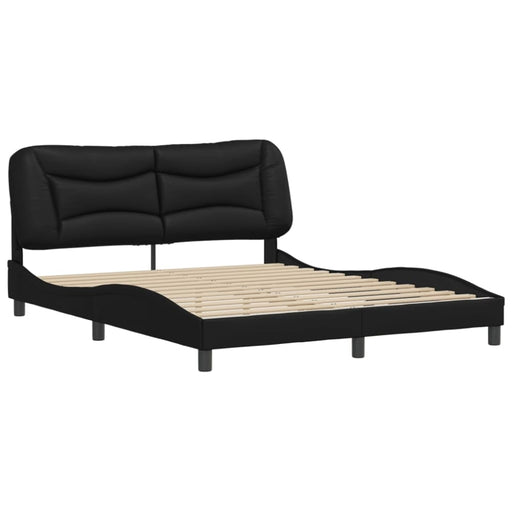 Queen Size Bed Frame With Headboard Black 153x203 Cm Faux