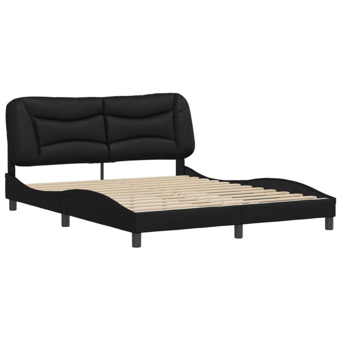 Queen Size Bed Frame With Headboard Black 153x203 Cm Faux