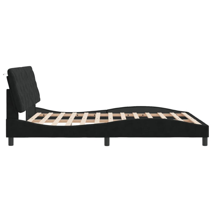 Queen Size Bed Frame With Headboard Black 153x203 Cm Velvet
