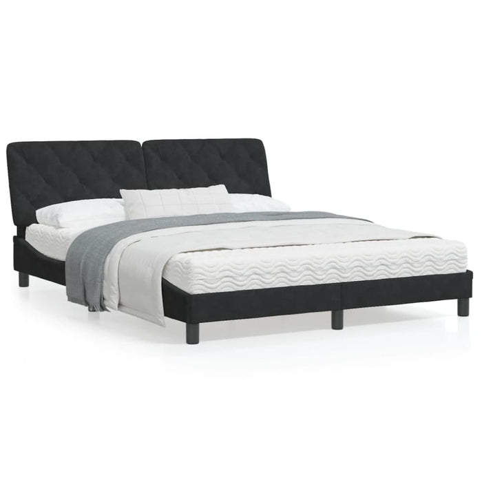 Queen Size Bed Frame With Headboard Black 153x203 Cm Velvet