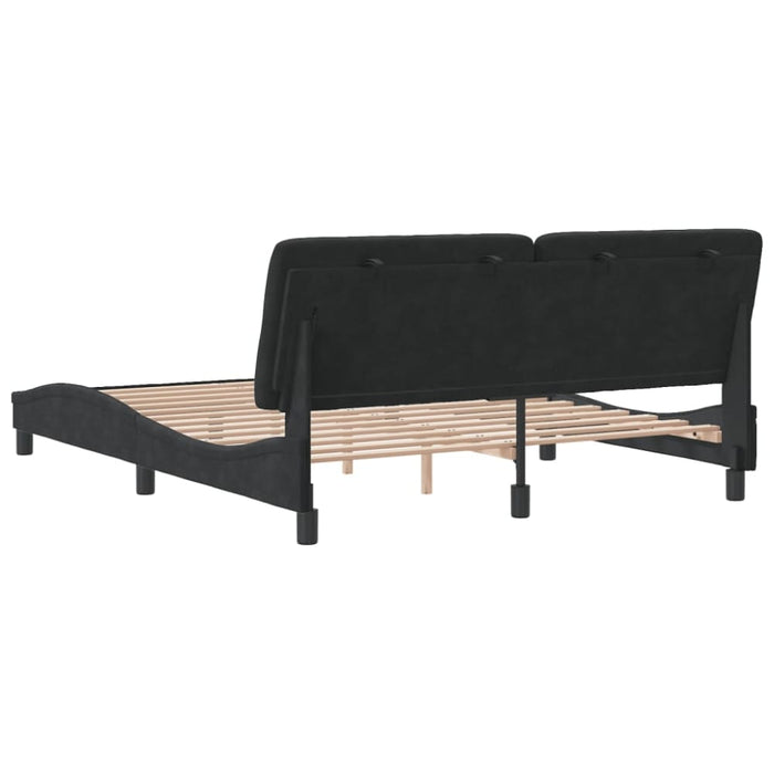 Queen Size Bed Frame With Headboard Black 153x203 Cm Velvet