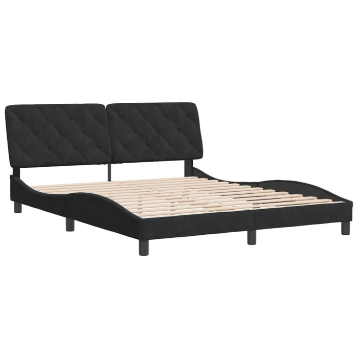 Queen Size Bed Frame With Headboard Black 153x203 Cm Velvet