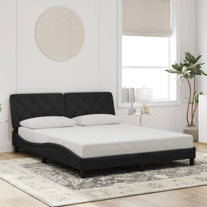 Queen Size Bed Frame With Headboard Black 153x203 Cm Velvet
