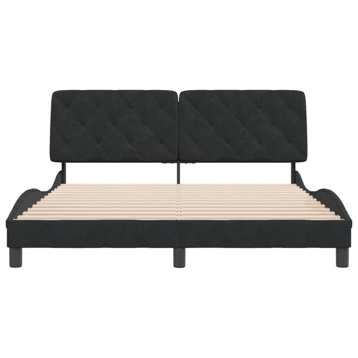 Queen Size Bed Frame With Headboard Black 153x203 Cm Velvet