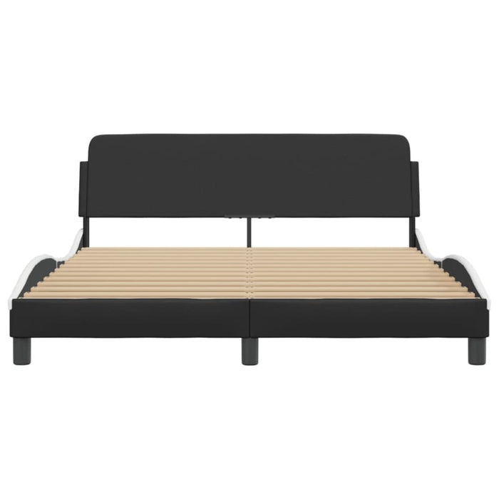 Queen Size Bed Frame with Headboard Black and White 152x203