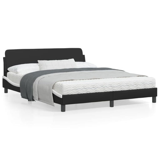 Queen Size Bed Frame with Headboard Black and White 152x203