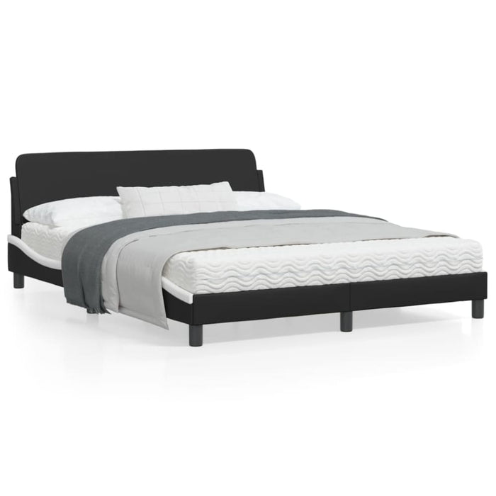 Queen Size Bed Frame with Headboard Black and White 152x203