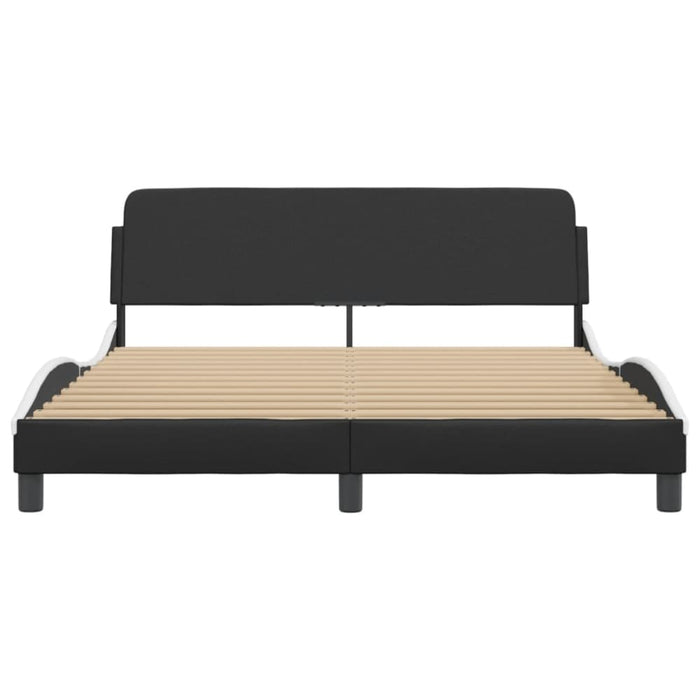 Queen Size Bed Frame with Headboard Black and White 152x203
