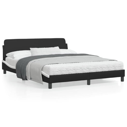 Queen Size Bed Frame with Headboard Black and White 152x203