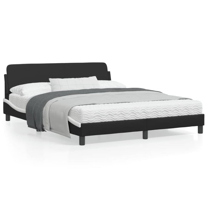 Queen Size Bed Frame with Headboard Black and White 152x203