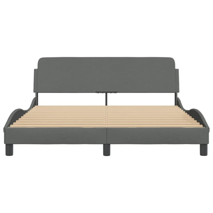 Queen Size Bed Frame with Headboard Dark Grey 152x203 Cm
