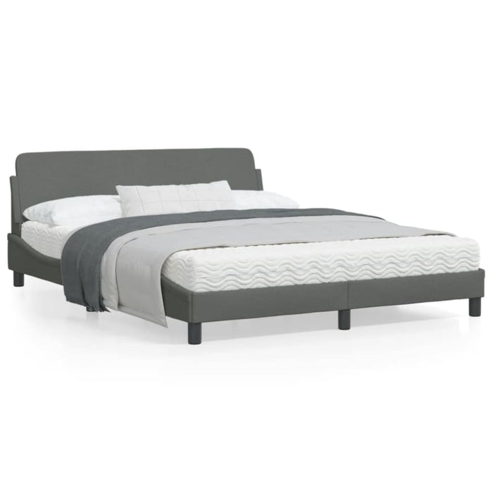 Queen Size Bed Frame with Headboard Dark Grey 152x203 Cm