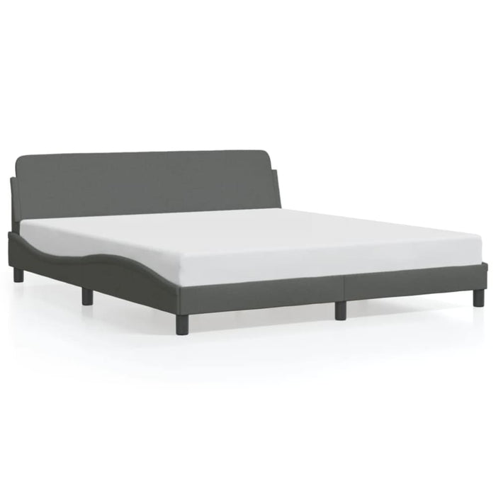 Queen Size Bed Frame With Headboard Dark Grey 152x203 Cm