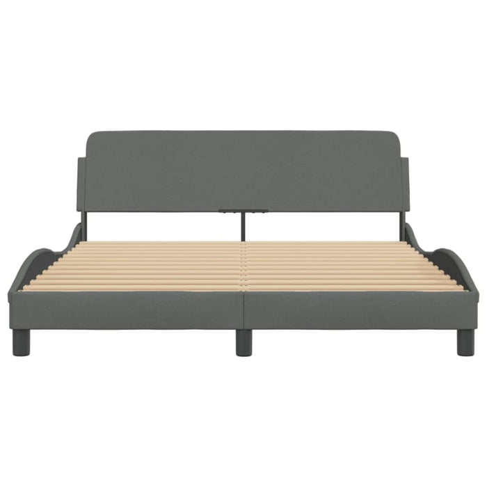 Queen Size Bed Frame With Headboard Dark Grey 152x203 Cm