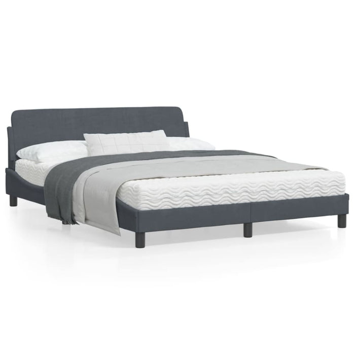 Queen Size Bed Frame With Headboard Dark Grey 152x203 Cm
