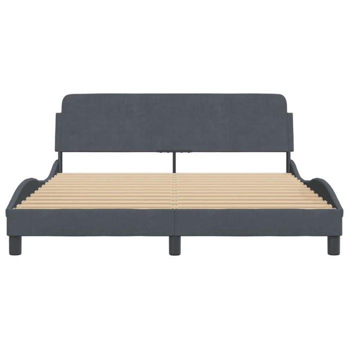 Queen Size Bed Frame With Headboard Dark Grey 152x203 Cm