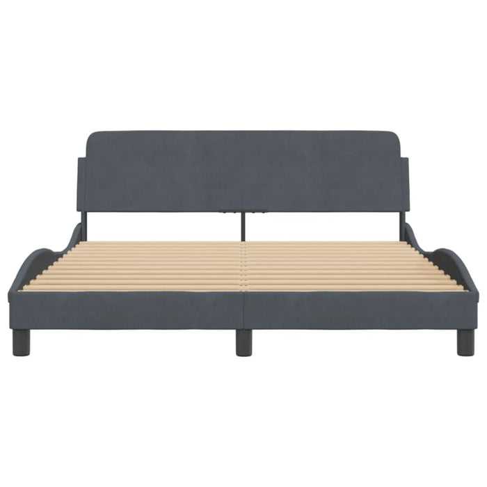 Queen Size Bed Frame With Headboard Dark Grey 152x203 Cm