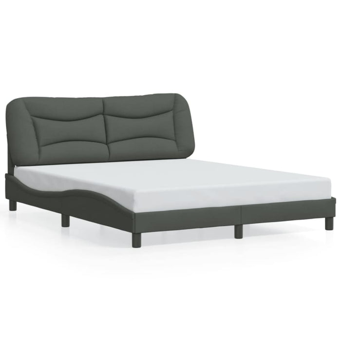 Queen Size Bed Frame With Headboard Dark Grey 153x203 Cm