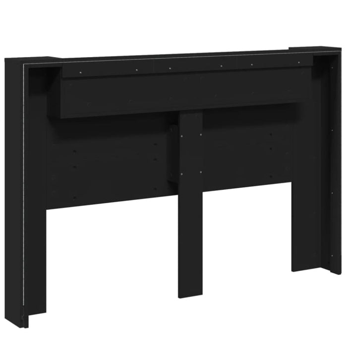 Queen Size Headboard Cabinet With Led Black 160x16.5x103.5