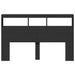 Queen Size Headboard Cabinet with Led Black 160x17x102 Cm