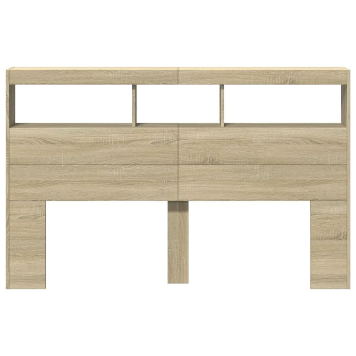 Queen Size Headboard Cabinet with Led Sonoma Oak 160x17x102