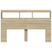 Queen Size Headboard Cabinet with Led Sonoma Oak 160x17x102