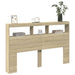 Queen Size Headboard Cabinet with Led Sonoma Oak 160x17x102